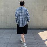Hearujoy Autumn Long Sleeved Shirt Men Oversized Fashion Retro Plaid Shirt Men Streetwear Korean Loose Casual Shirts Mens Vintage Shirt
